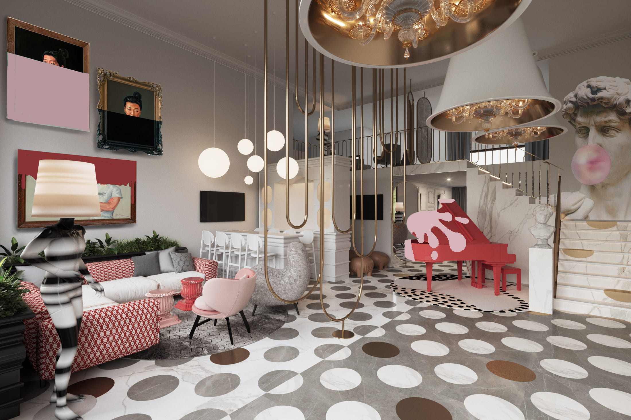 Дизайн лаунж-зон получился многослойным, он сочетает черты разных стилей Дизайн лаунж-зон получился многослойным, он сочетает черты разных стилей