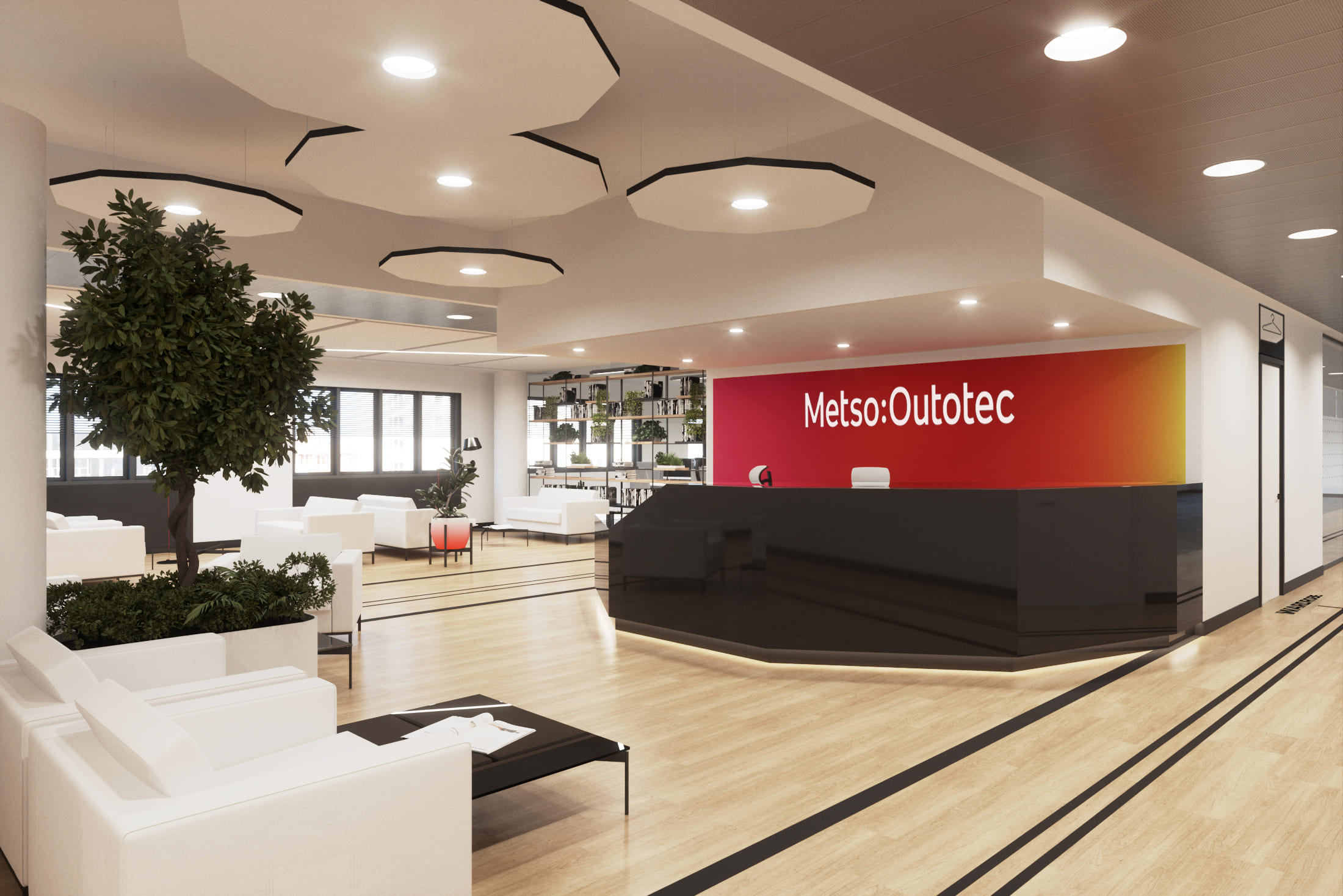 Для офиса компании Metso&Outotec, мирового лидера в сфере переработки полезных ископаемых и металлургии, мы предлагали несколько вариантов, но заказчик остановился на черной стойке из камня Для офиса компании Metso&Outotec, мирового лидера в сфере переработки полезных ископаемых и металлургии, мы предлагали несколько вариантов, но заказчик остановился на черной стойке из камня