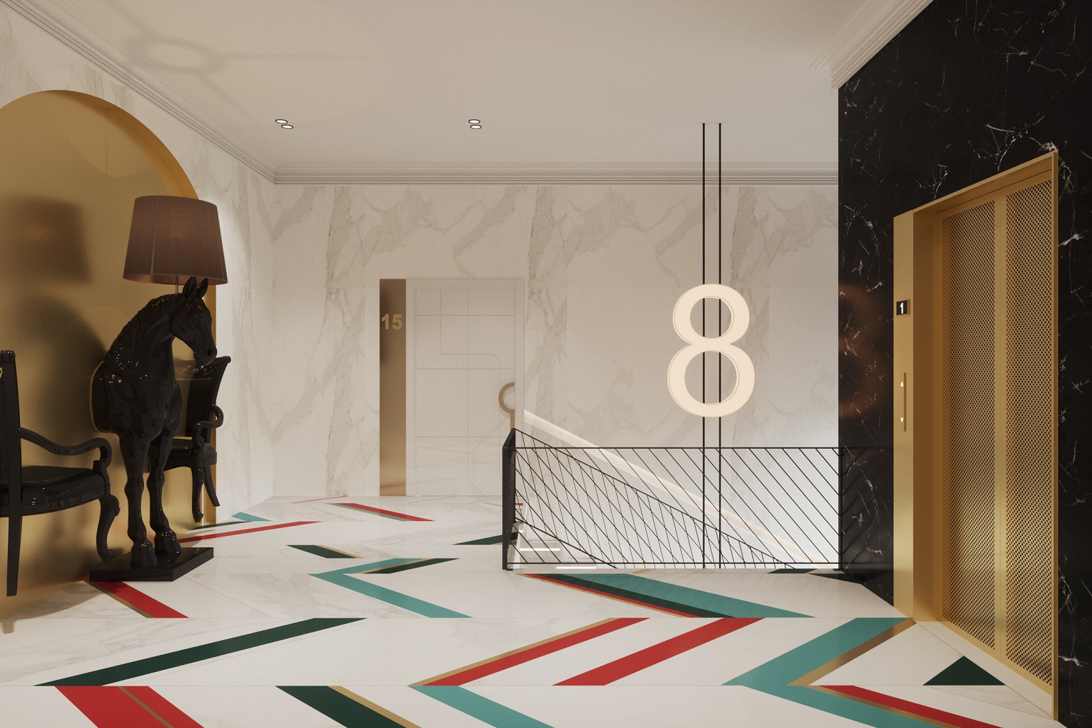 В проекте общественных помещений клубного дома Meltzer Hall мы с помощью арт-объектов обыграли расположение комплекса В проекте общественных помещений клубного дома Meltzer Hall мы с помощью арт-объектов обыграли расположение комплекса