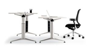 Мы во многих своих проектах используем Trama от Actiu, но подобные столы есть и у других производителей