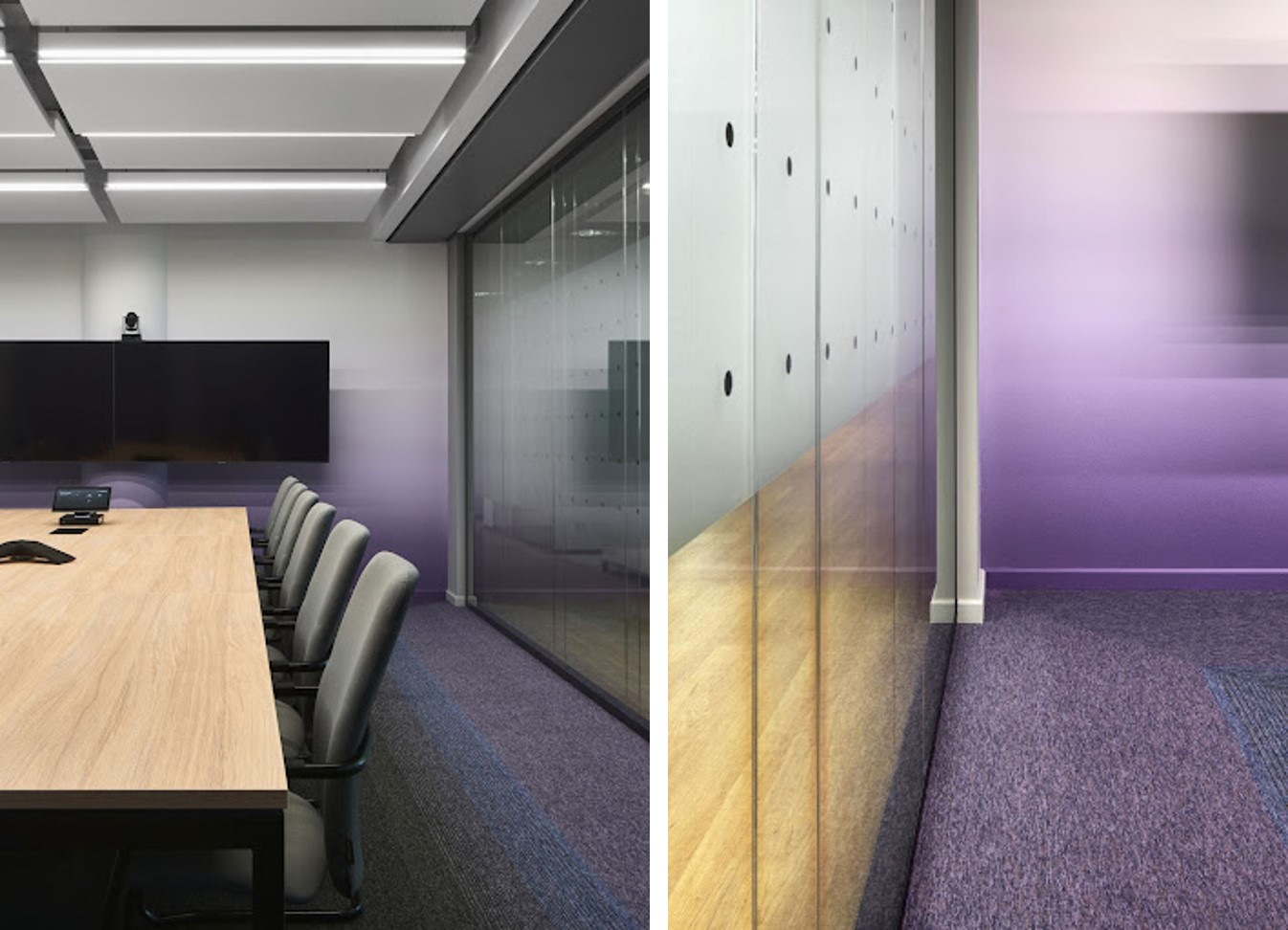 Мы использовали сиреневый, оформляя переговорную с градиентной стеной в офисе компании Metso Outotec. Мы использовали сиреневый, оформляя переговорную с градиентной стеной в офисе компании Metso Outotec.