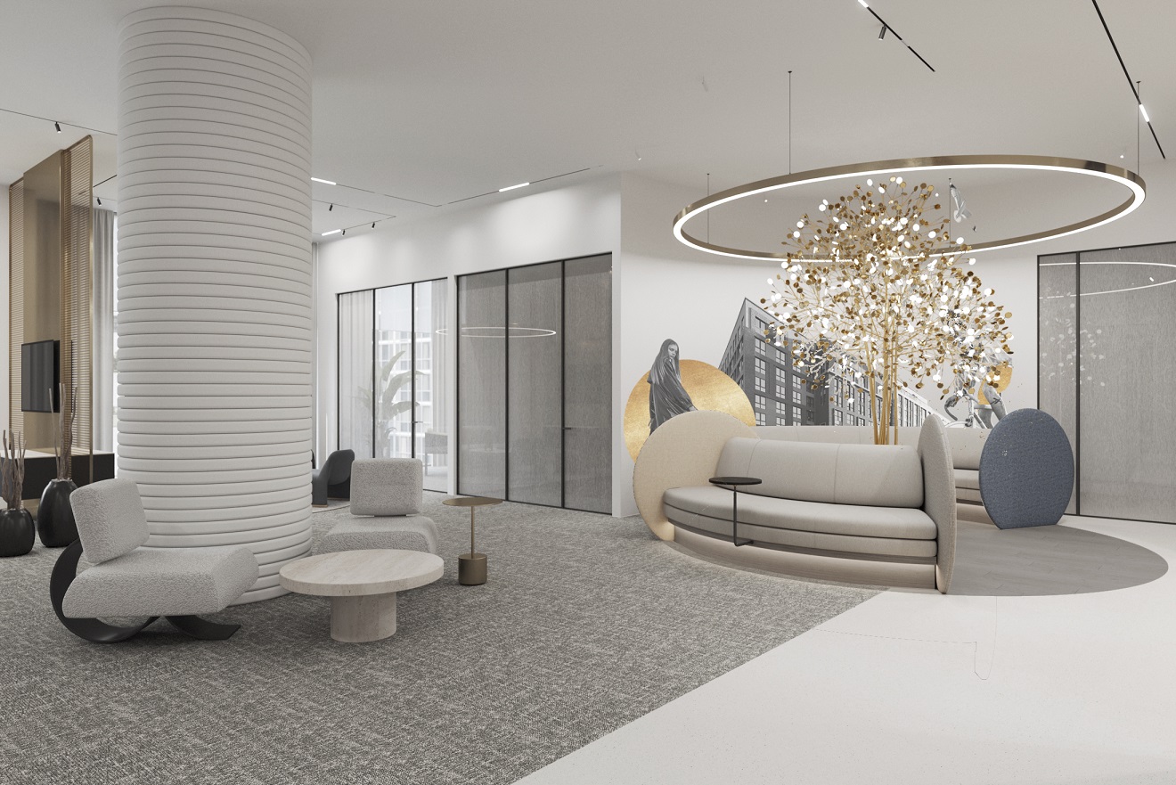 Решили сделать колонну круглой и добавить фигурные объемные панели Решили сделать колонну круглой и добавить фигурные объемные панели