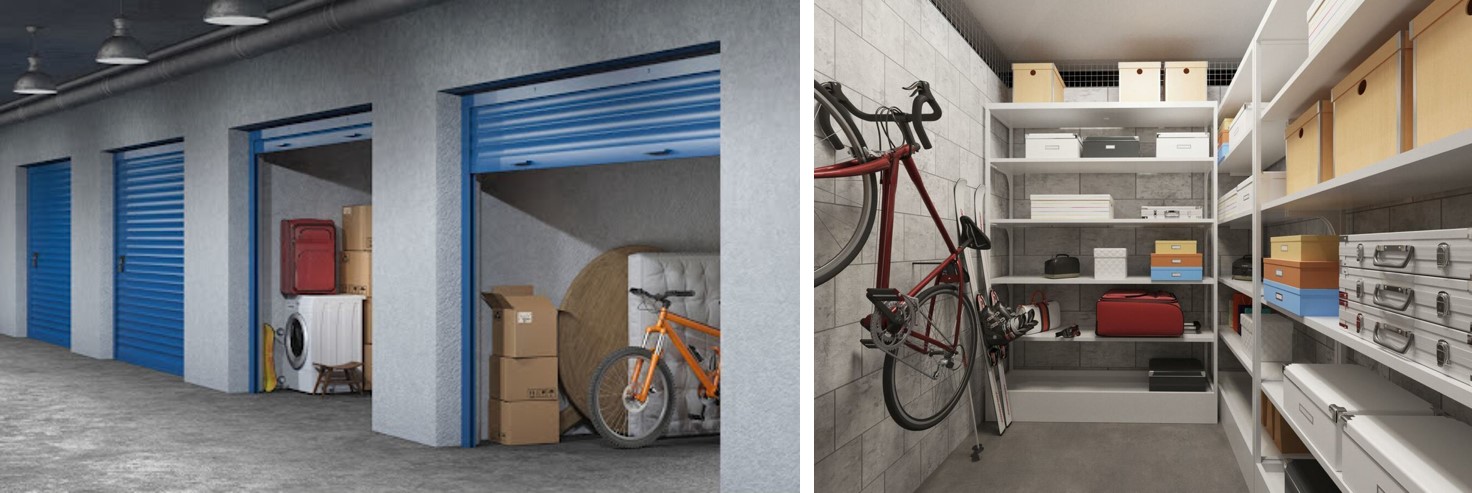 Зоны для хранения можно разместить на техническом этаже, крыше или прямо на жилых этажах Зоны для хранения можно разместить на техническом этаже, крыше или прямо на жилых этажах