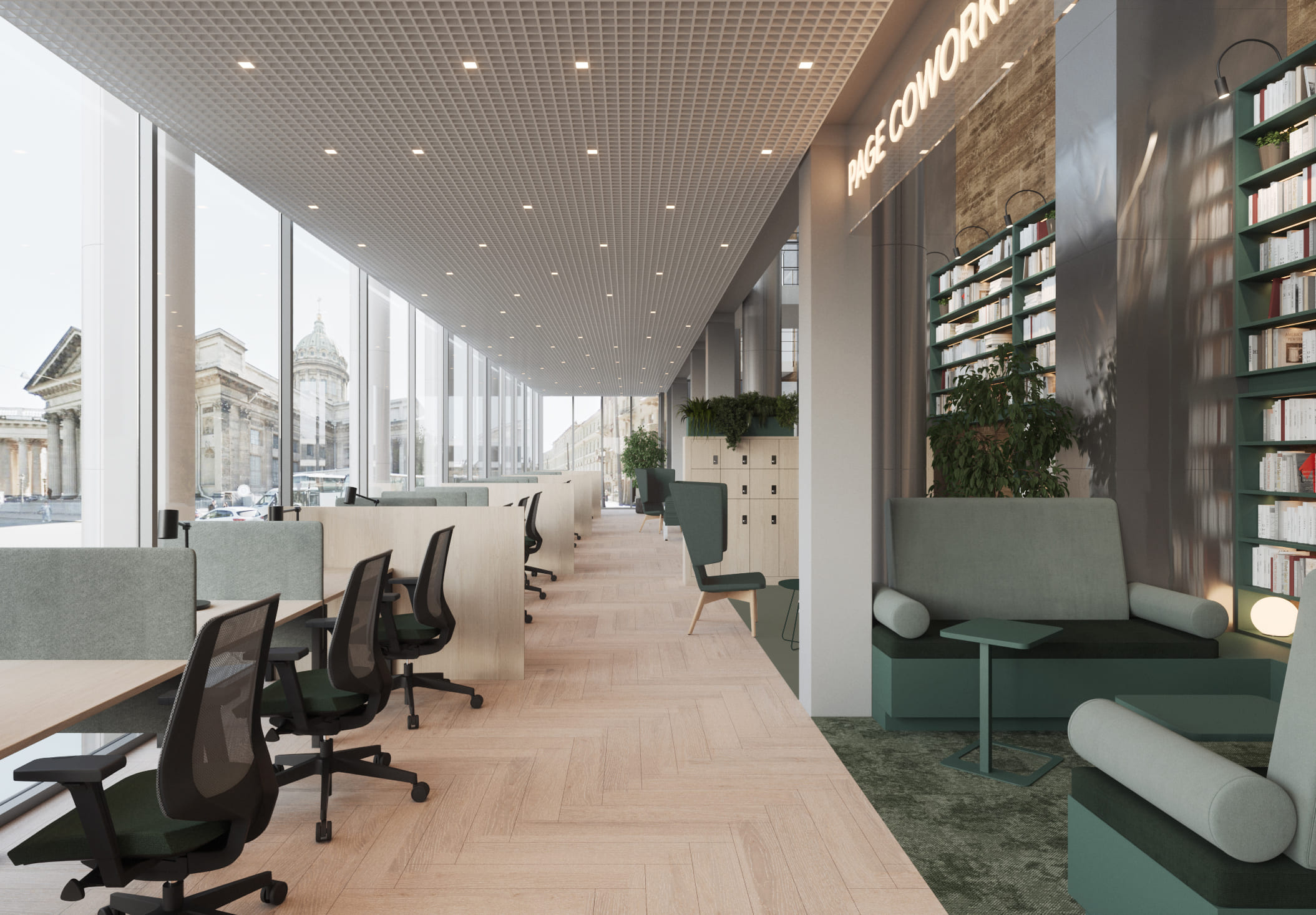 рабочая зона в проекте — галерея с видом на Казанский собор рабочая зона в проекте — галерея с видом на Казанский собор