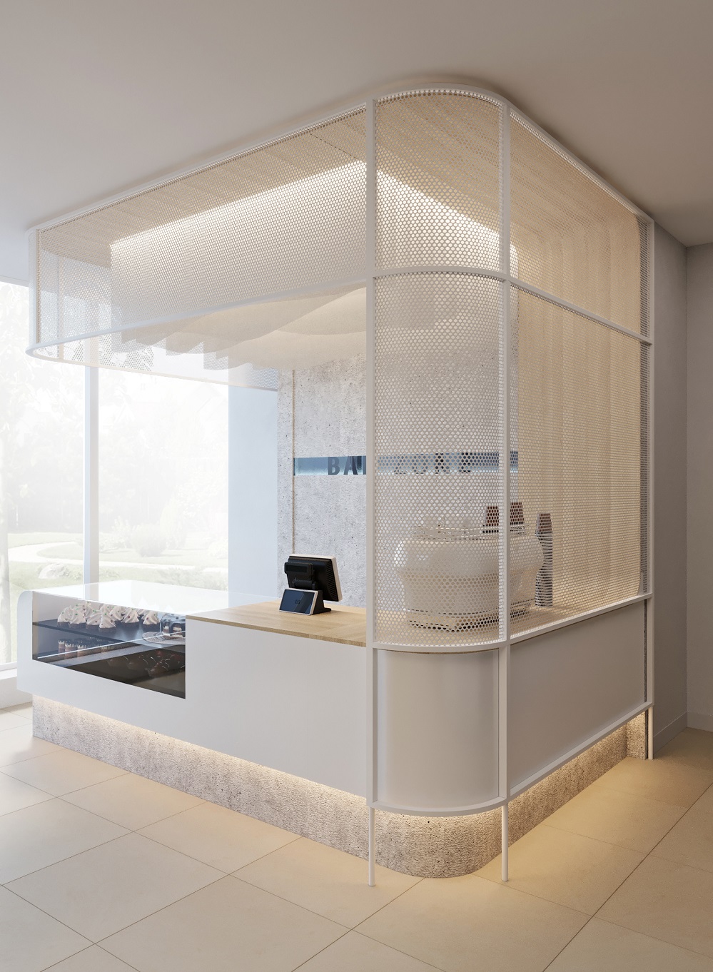 Концепция зоны бара в лобби отеля Концепция зоны бара в лобби отеля