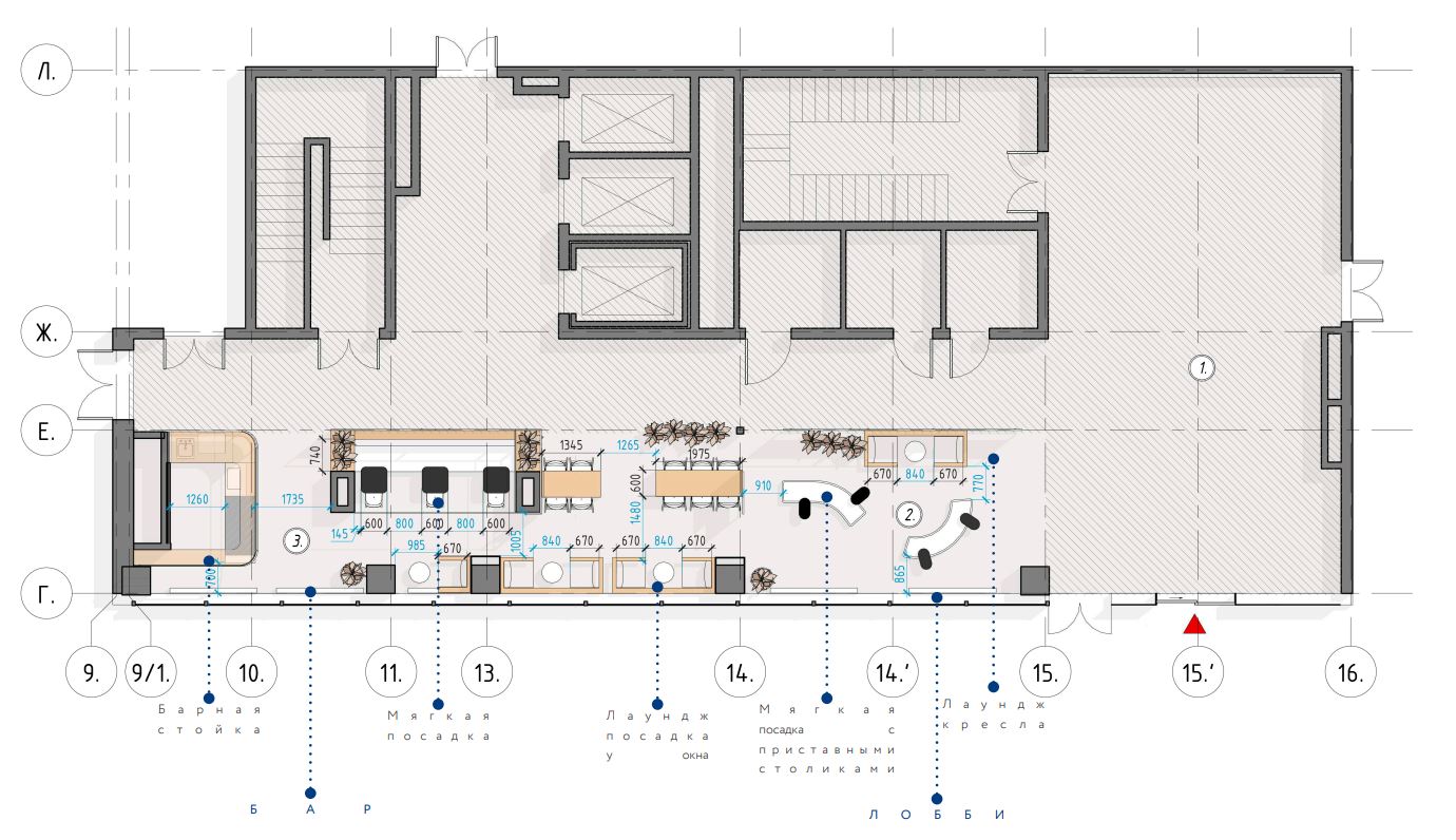 В этом варианте вдоль окон расположены уютные посадочные места с диванчиками В этом варианте вдоль окон расположены уютные посадочные места с диванчиками