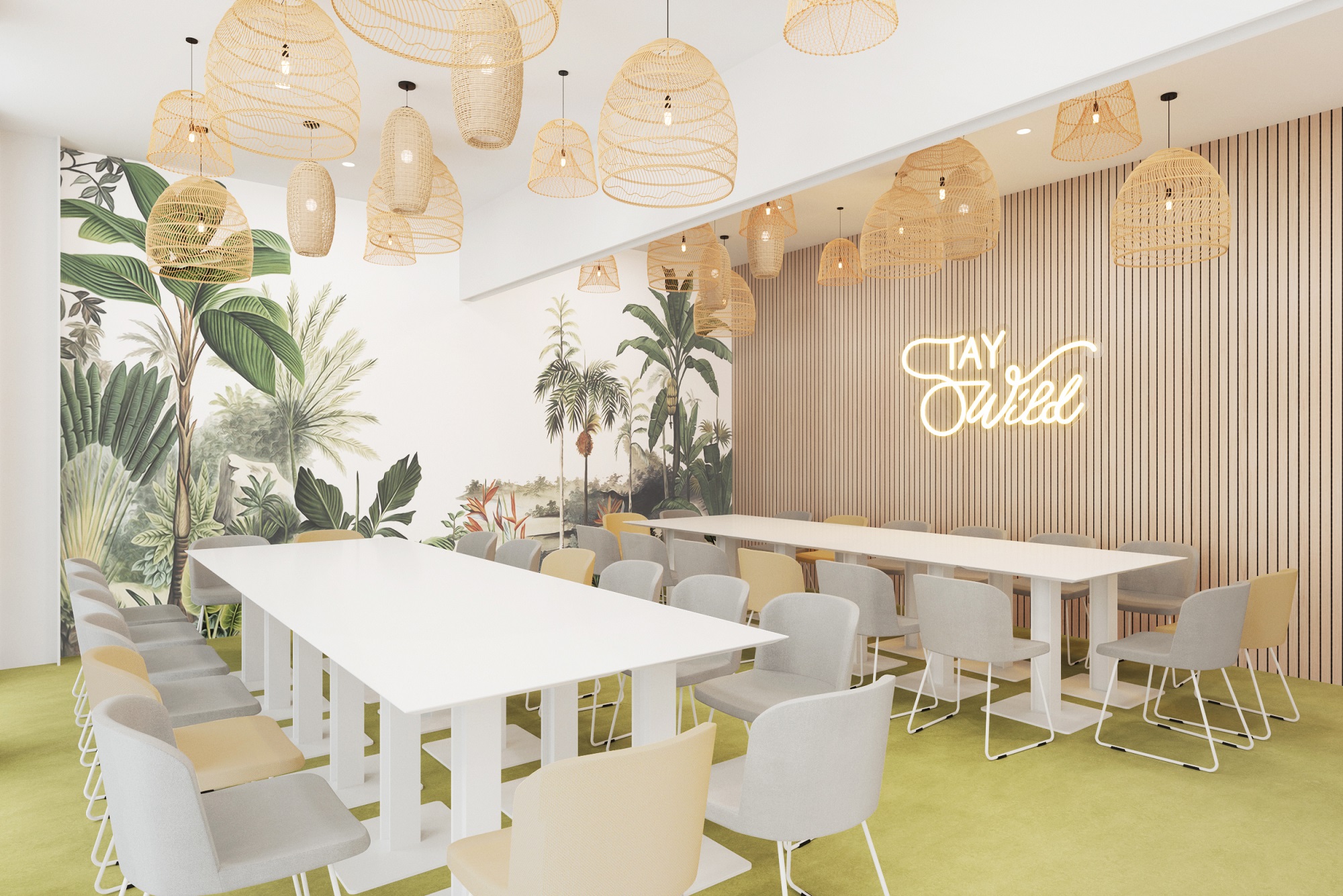 Один из залов стилизовали под джунгли Один из залов стилизовали под джунгли