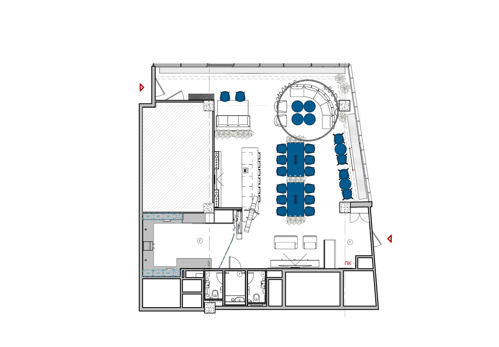Дизайн-проект пространства офиса Avito для неформального общения - сценарий №1