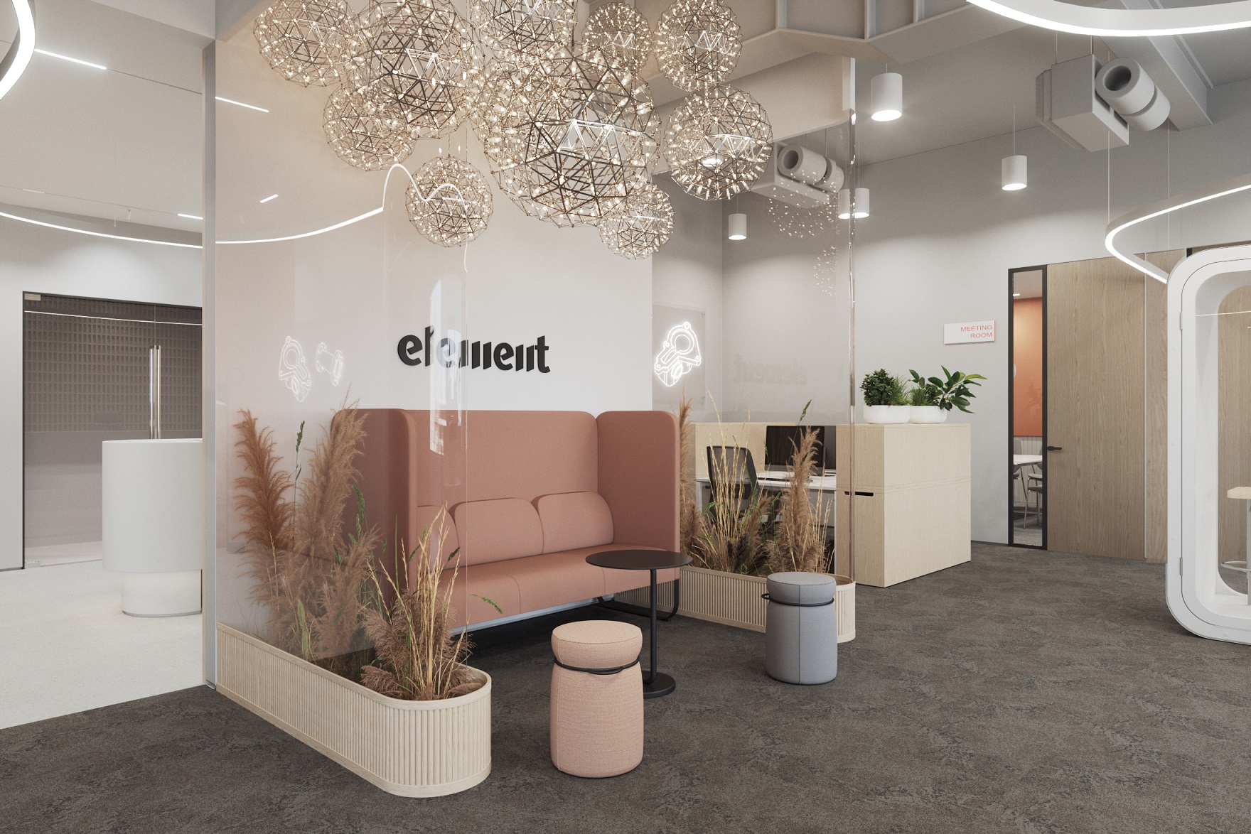 Дизайн интерьеров офиса дистанционно для Element Group Oy Shanghai 
