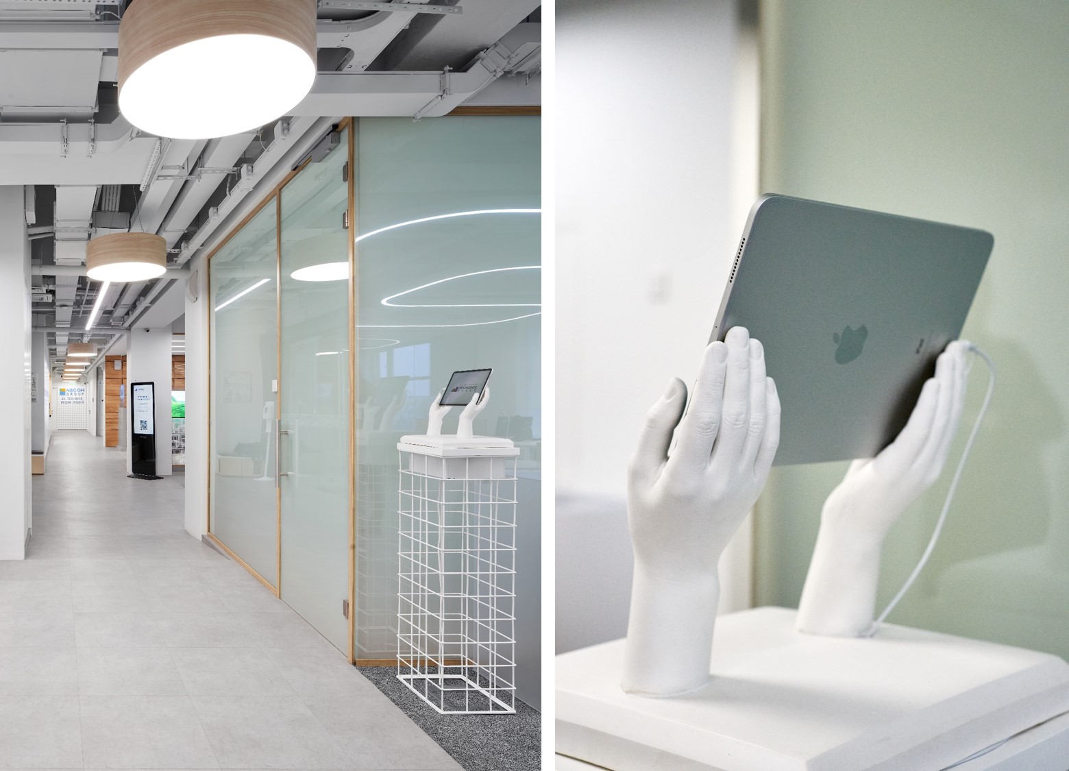 офисе IT-компании мы использовали в качестве арт-объекта руки из гипса, которые поддерживают демонстрационные гаджеты офисе IT-компании мы использовали в качестве арт-объекта руки из гипса, которые поддерживают демонстрационные гаджеты