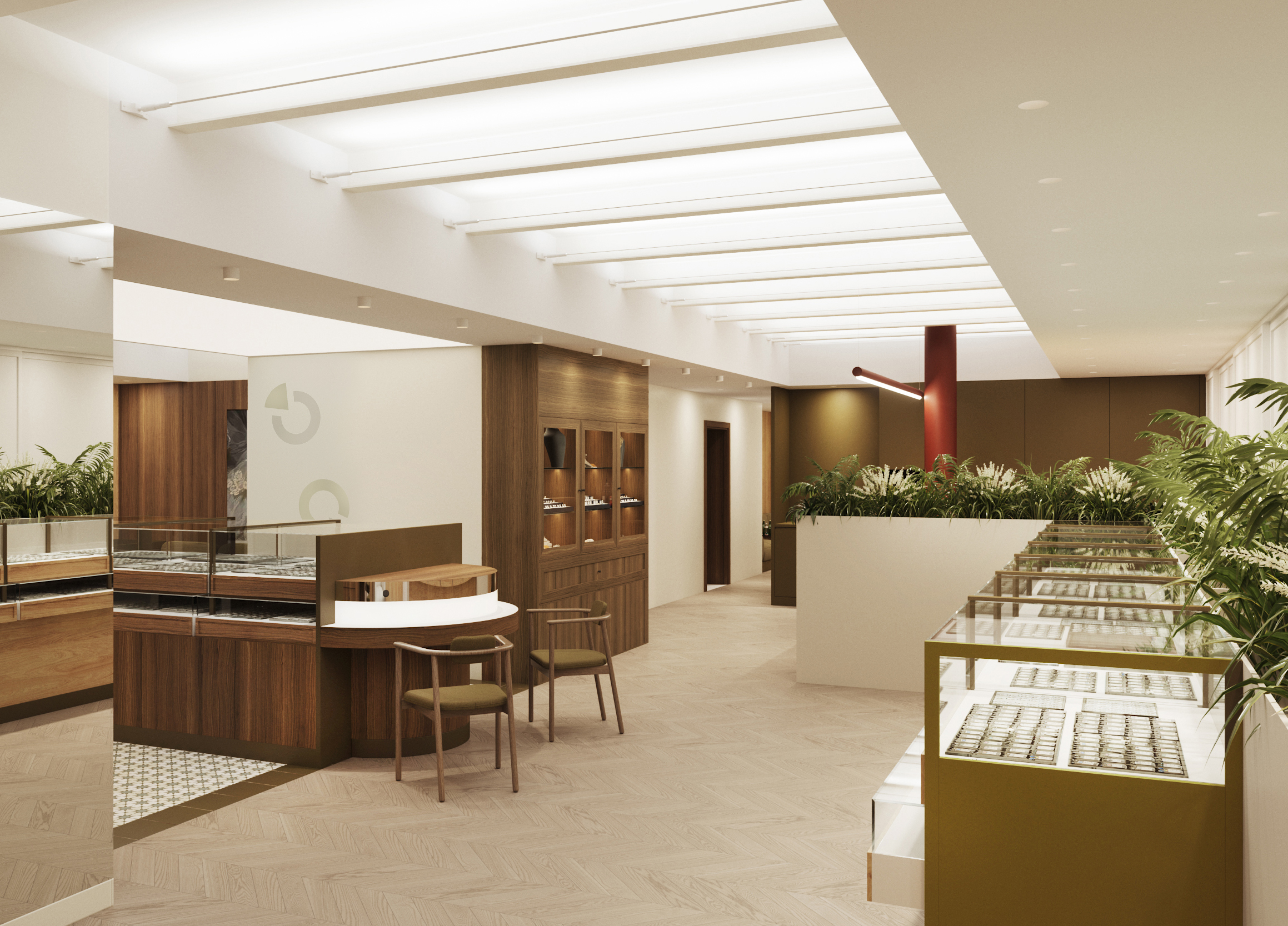 Здесь находятся изделия премиум-сегмента — витрины с украшениями и зона ломбарда Здесь находятся изделия премиум-сегмента — витрины с украшениями и зона ломбарда