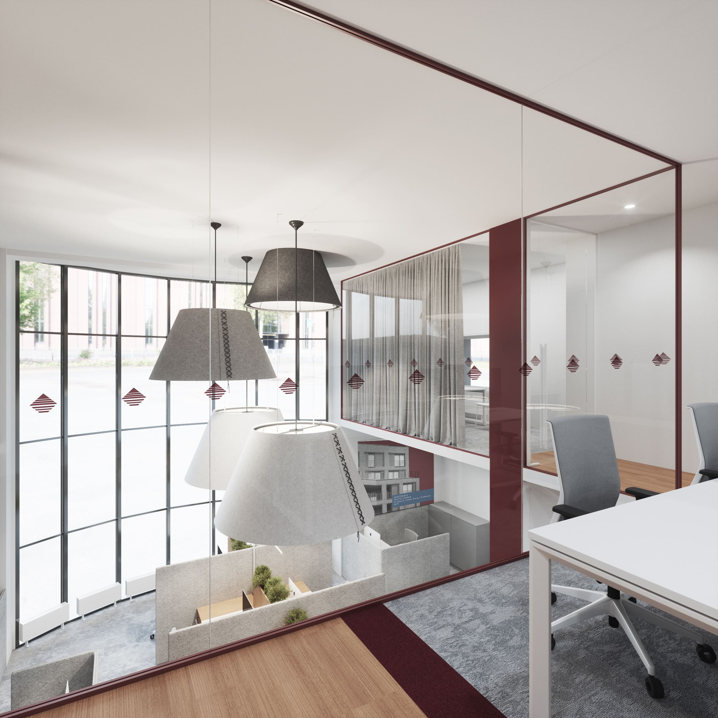 Если хочется подчеркнуть, что офис «здоровый», в дизайне дополнительно можно использовать транспарентность — сделать планировку открытой и воздушной